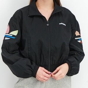 Adidas lightweight cropped shattered trefoil jacket, black